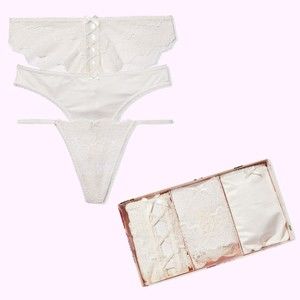 3 PAIRS VICTORIAS SECRET DREAM ANGELS V STRING THONG PANTY BOX GIFT SET …